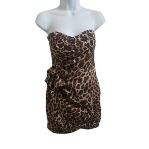 XXI Dress Women's& Girls Leopard Print Dress Lining Zip Corset Padded Size S/P